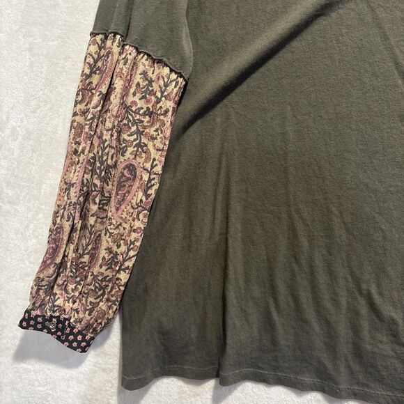 We The Free People Jade Floral Print Long Sleeve Top Olive Green Women's Size XS - Picture 8 of 13